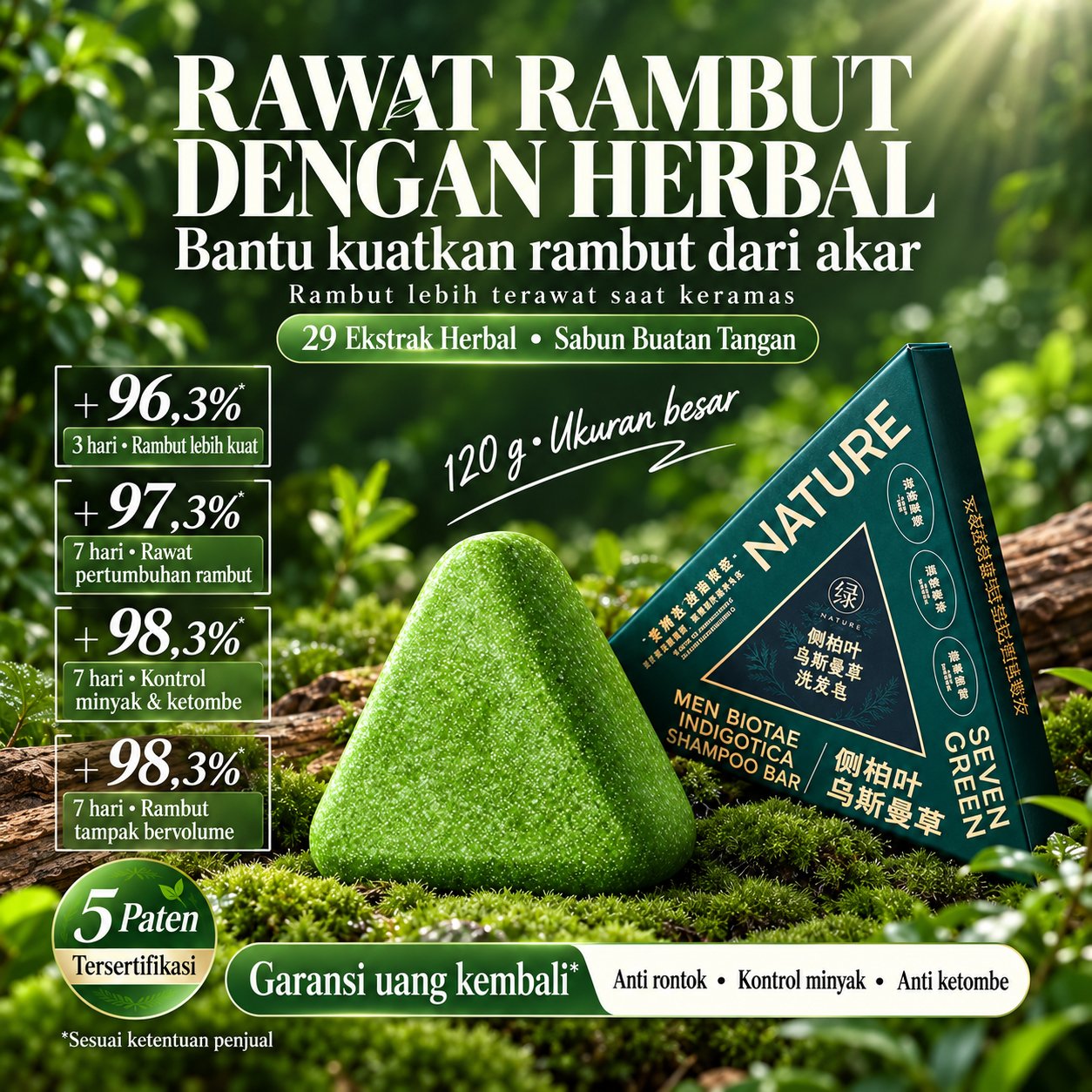 Sevengreen herbal shampoo bar